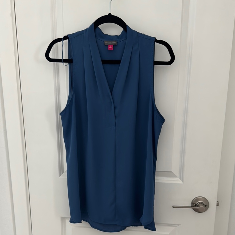 Vince Camuto Steel Blue Relaxed Sleeveless Tunic